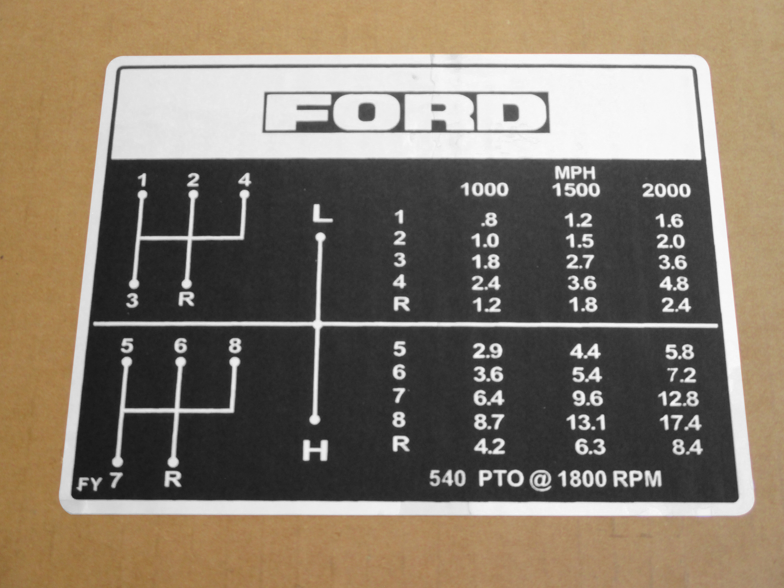 SHIFT PATTERN DECAL FOR FORD DECALS 2000 2600 3000 3400 3600 INDUSTRIAL 231 531