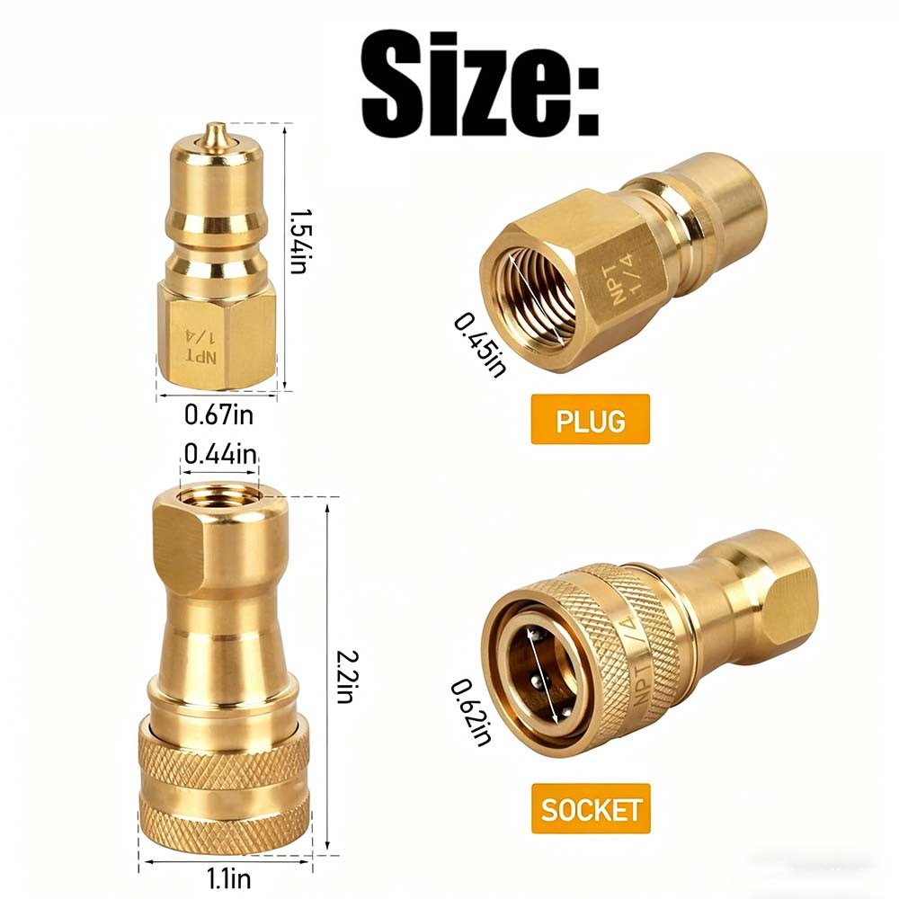 2 Set 1/4″ Quick Disconnect Coupler Valve for Carpet Cleaning Wand Truck Mount