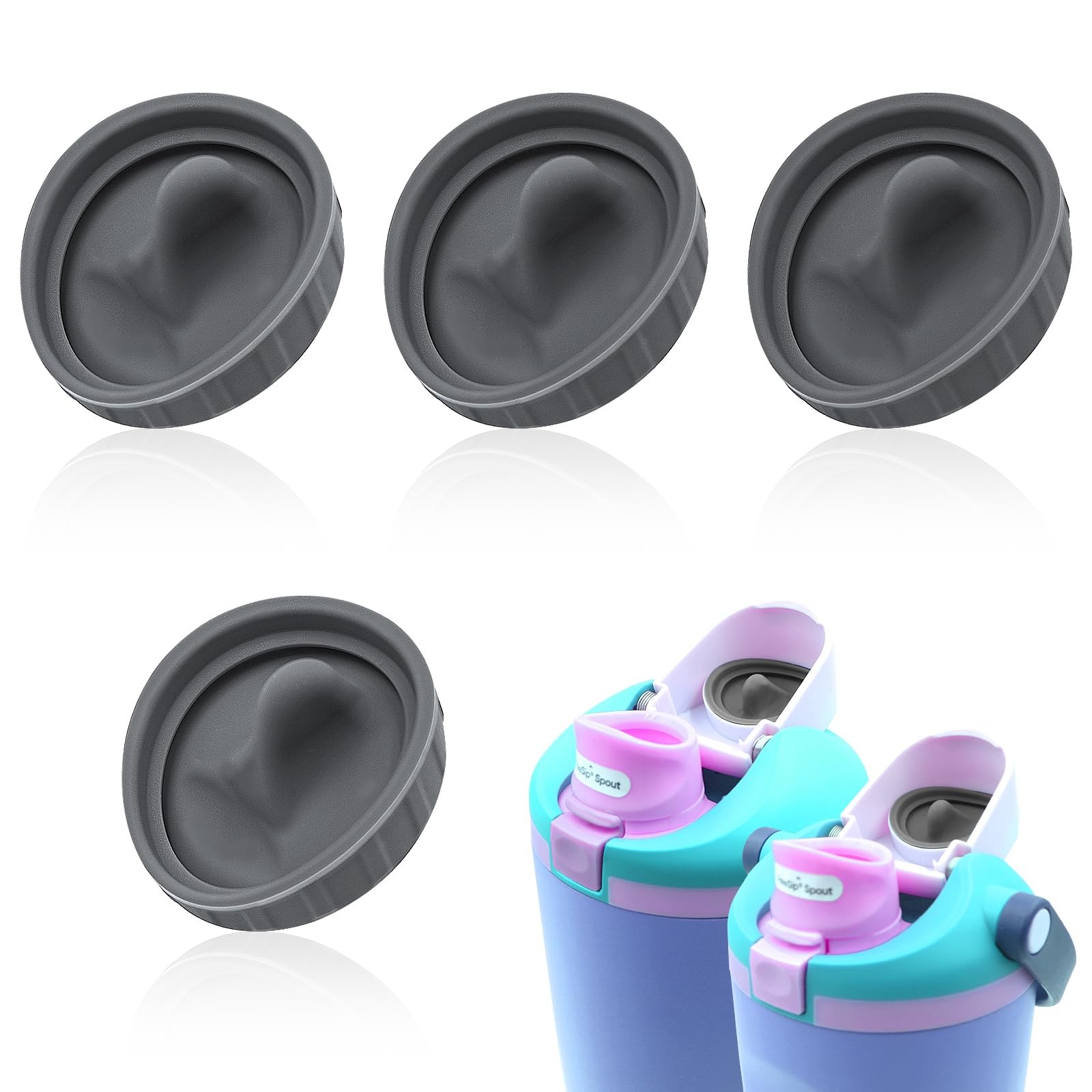 4pcs Replacement Stopper Compatible with Owala FreeSip Sway 30oz l, Gray