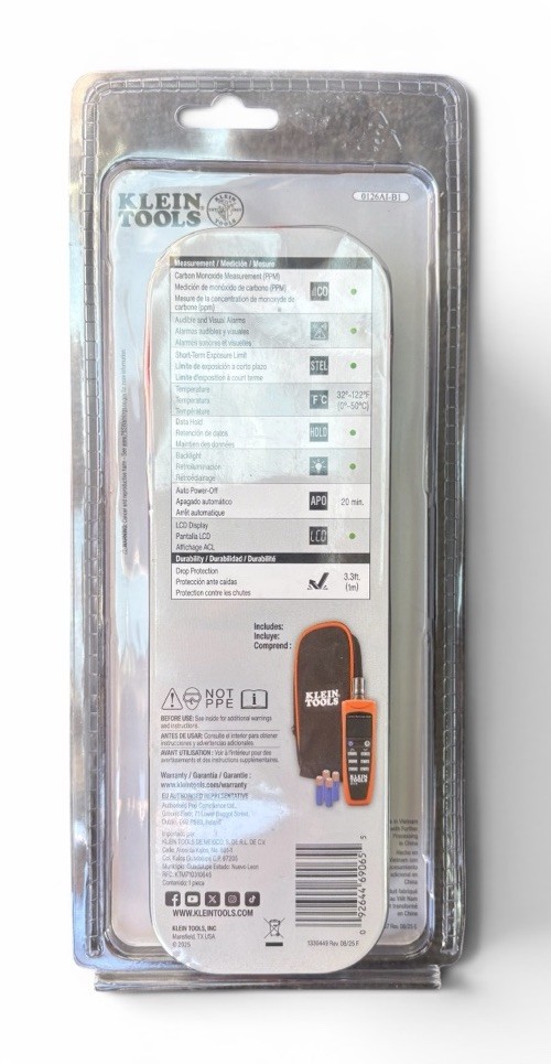 Klein Tools ET110 Carbon Monoxide Meter CO Detector w/ Pouch & Batteries New