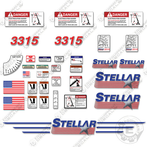 Fits Stellar 3315 Decal Kit Full Safety Stickers with Logos – 7 YEAR 3M VINYL!