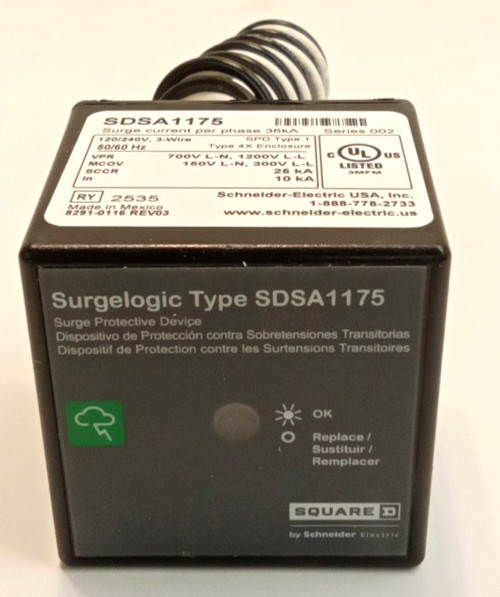 Square D SDSA1175 Surge Protection Device 120/240VAC 1 Phase 36kA 3 Wire Nema 4X