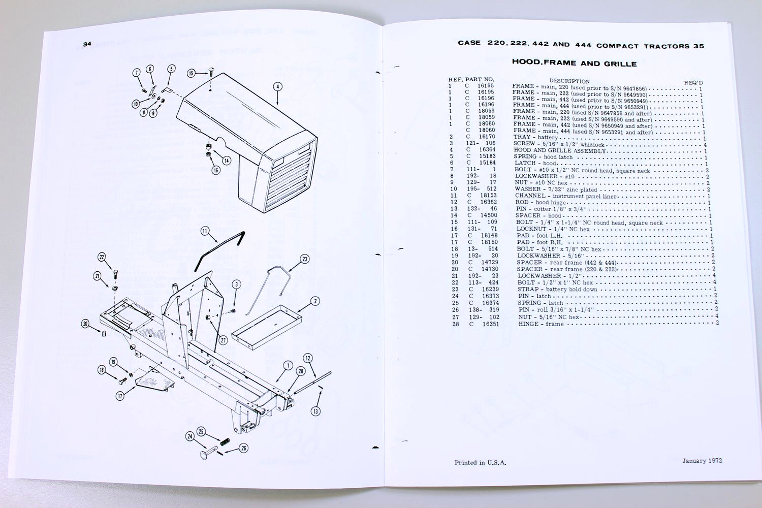 Tractor Service Parts Manual Fits 1978 Case 220 222 224 444 Compact Garden Book