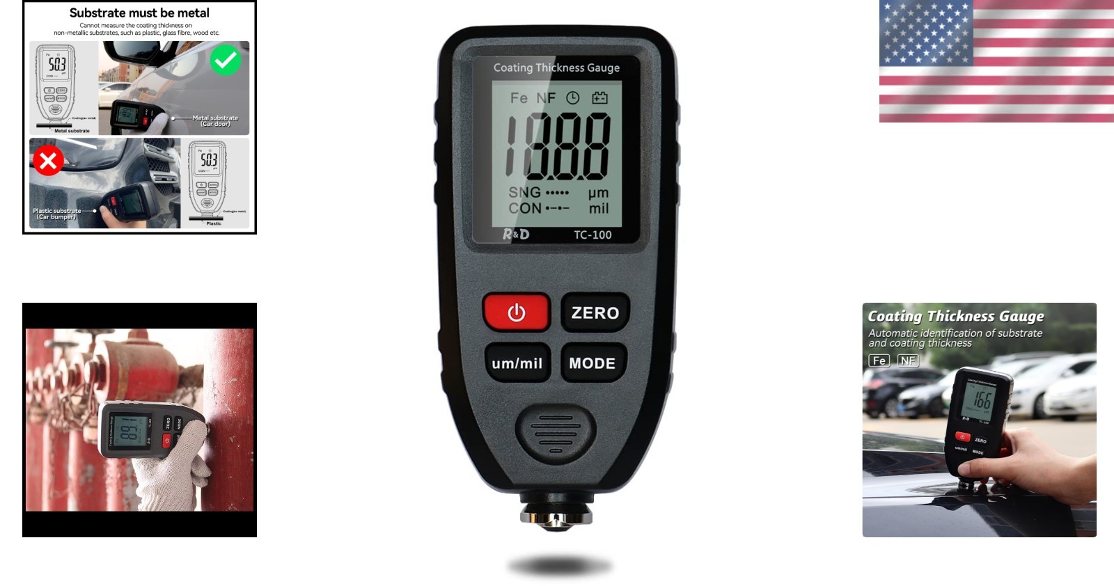 Portable Paint Thickness Meter for Used Cars with User Manual and Accessories