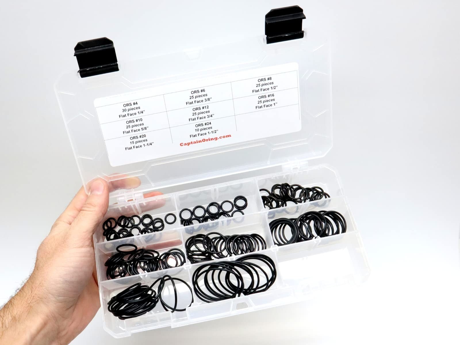 Hydraulic O-Ring Seal Kit for Flat Face Fittings – Buna 90, 180 Pieces, ORS/ORFS