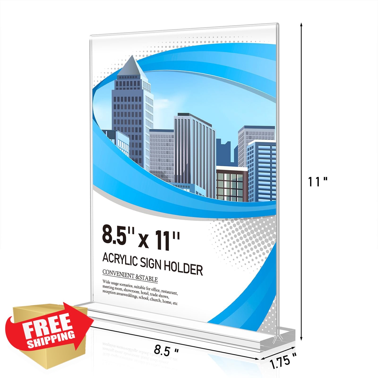 Acrylic Sign Holder 8.5×11″ – 6 Pack, Double-Sided Display