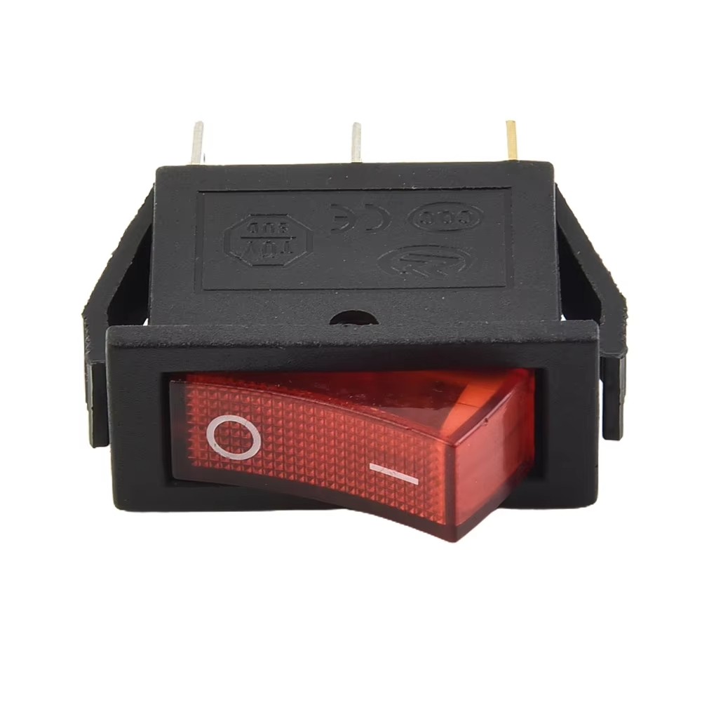 Red Skinny Rectangle Rocker Switch Thin 3-Pin LED Light 110V AC ON/OFF 15A 250V