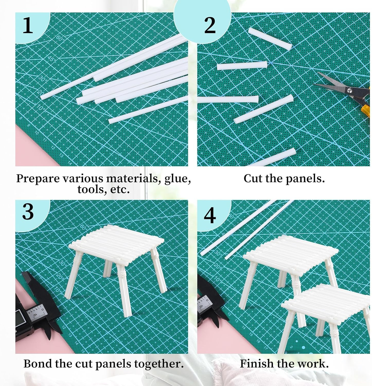 25 Pcs ABS Plastic round Tubes 5 Sizes ABS White Bars Rod Hollow 2Mm 3Mm 4Mm 5Mm