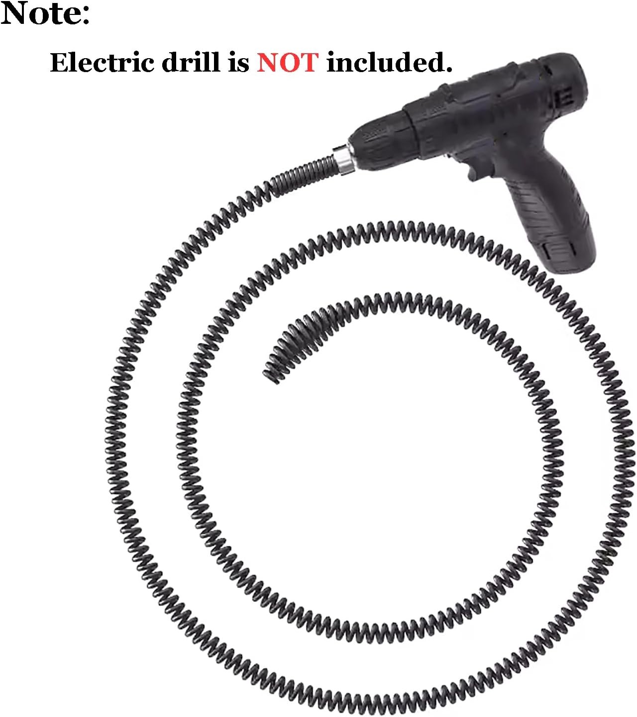 10mm Heavy-Duty Drain Auger Snake Cable with Drill Adapter – 6.5Ft/2M Flexible P