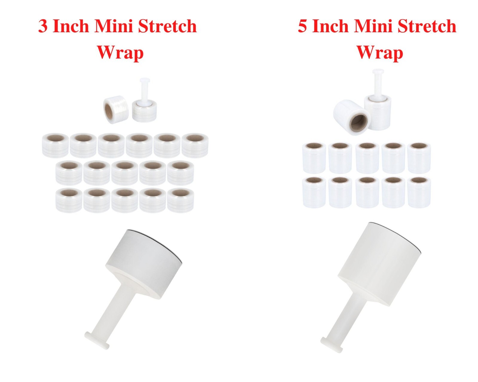 Mini Stretch Shrink Wrap Down Gauge Film Clear + 1 Plastic Handle/Case