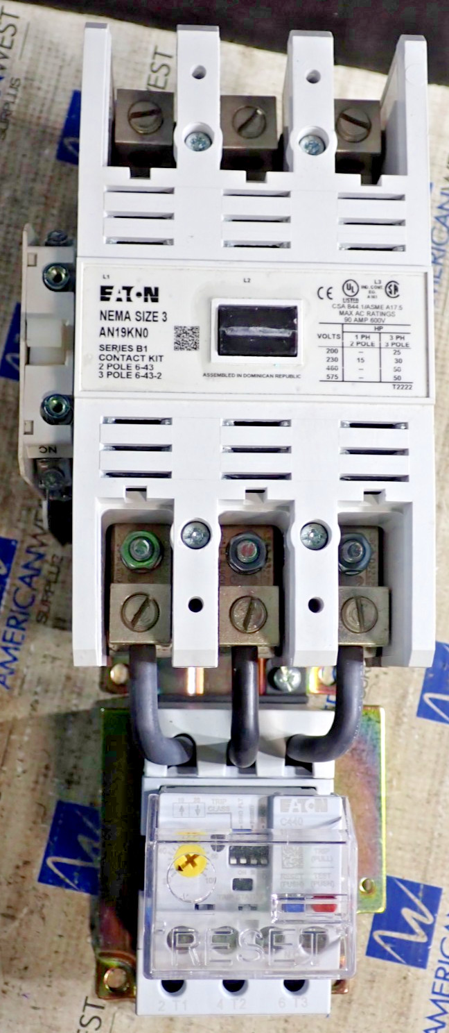 Eaton AN19KN0 Size 3 90 Amp 600VAC Starter w/ 9-2756-1 120V Coil TESTED S1023
