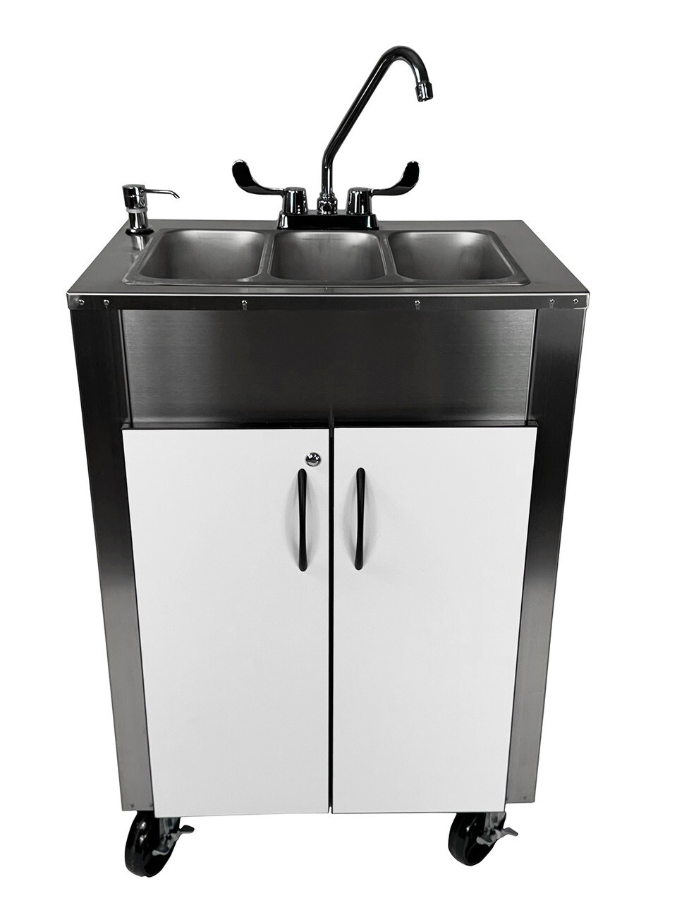 Portable Stainless Steel Sink Warewashing Station Hot/Cold Water & Splash Guard