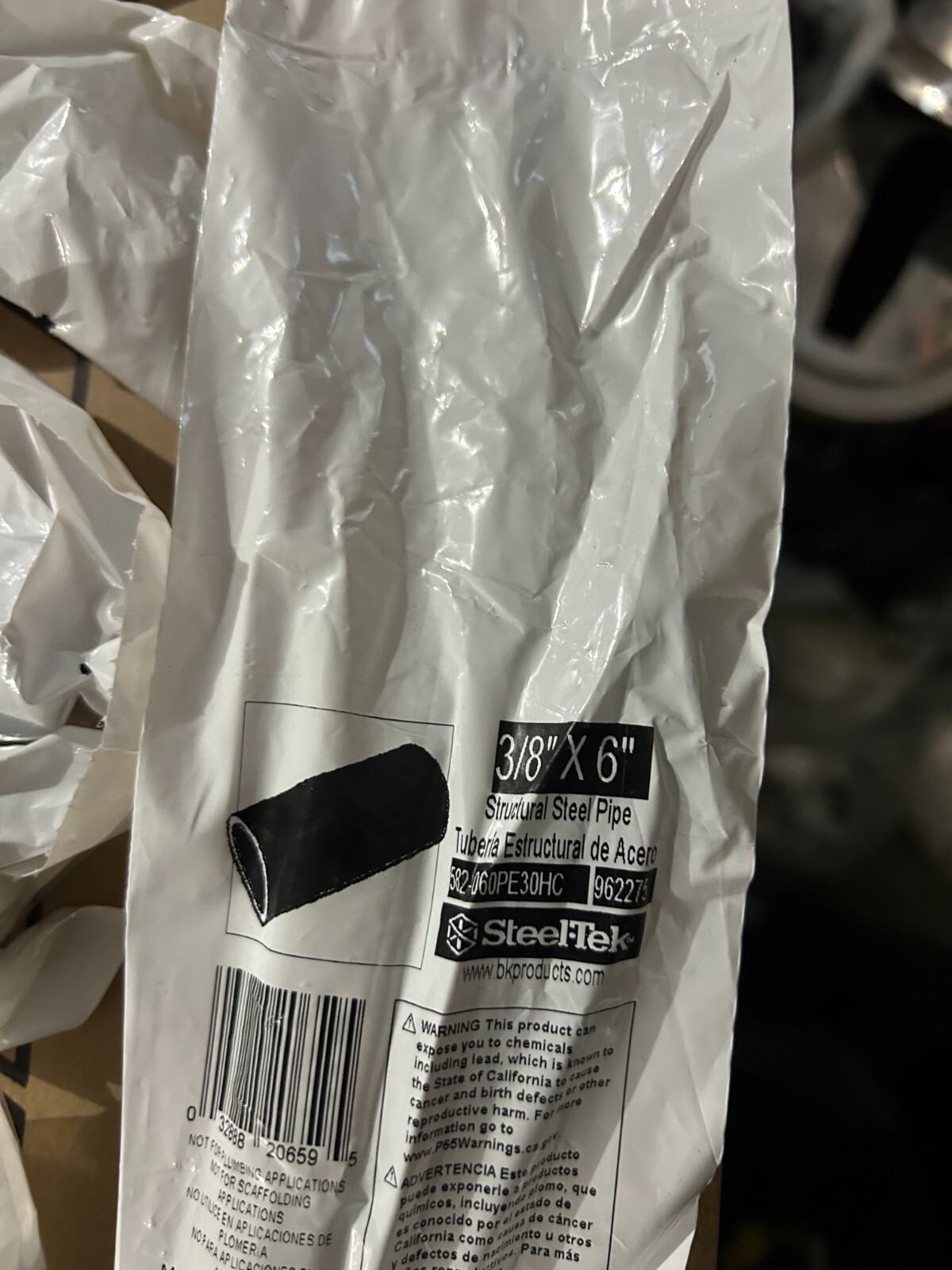 New 7-pack lot Steel-Tek 3/8″ x 12″ Structural Steel Pipe Black 582-120PE30HC
