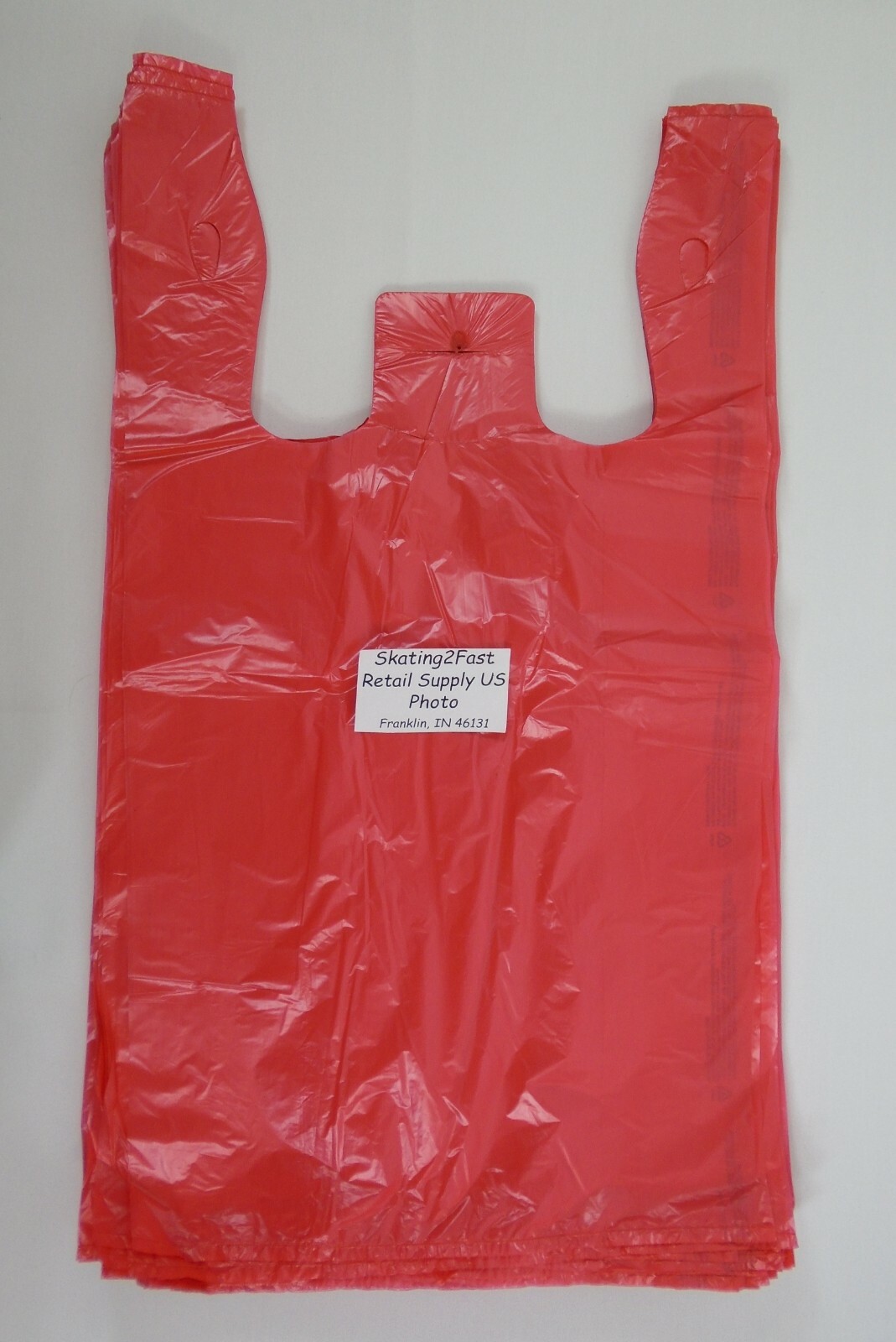 200 Qty. Red Grocery Plastic T-Shirt Bags w/ Handles Supermarket Retail