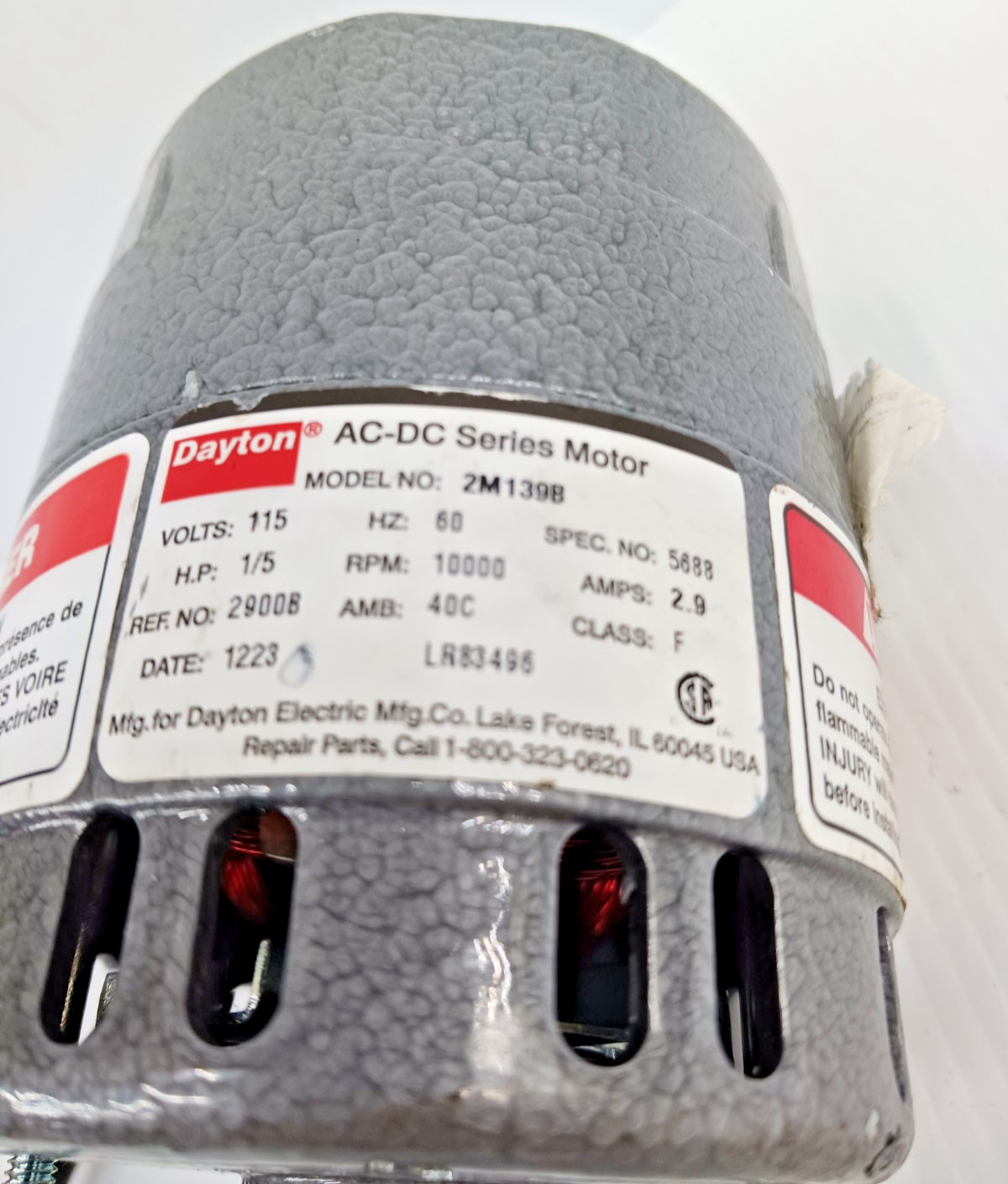 Dayton 2M139B Tooling Appliance Motor 115V 1/5 HP 10000 Rpm