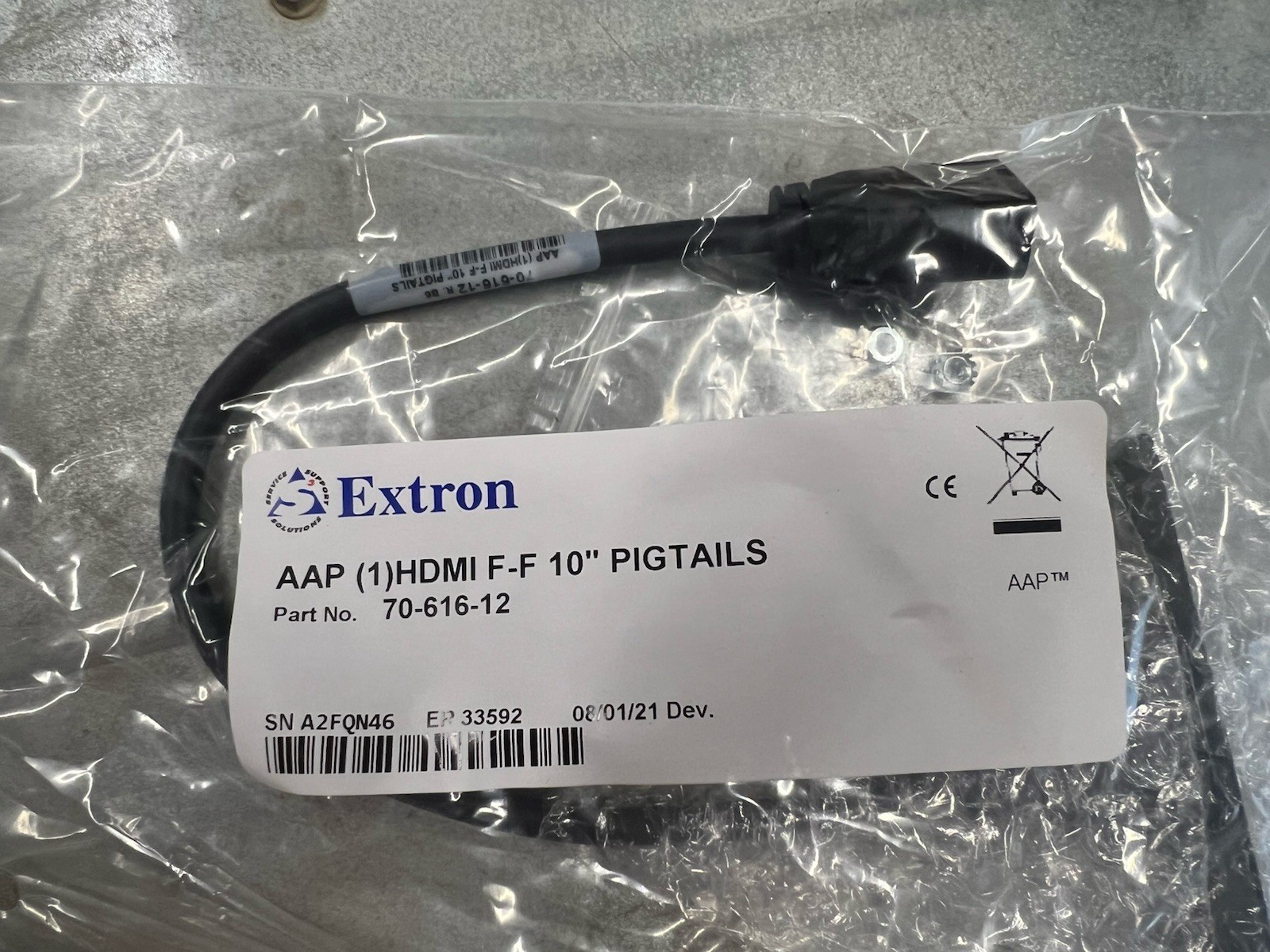 *Brand New* Extron 70-616-12 AAP 1 HDMI F to F on 10″ Pigtails