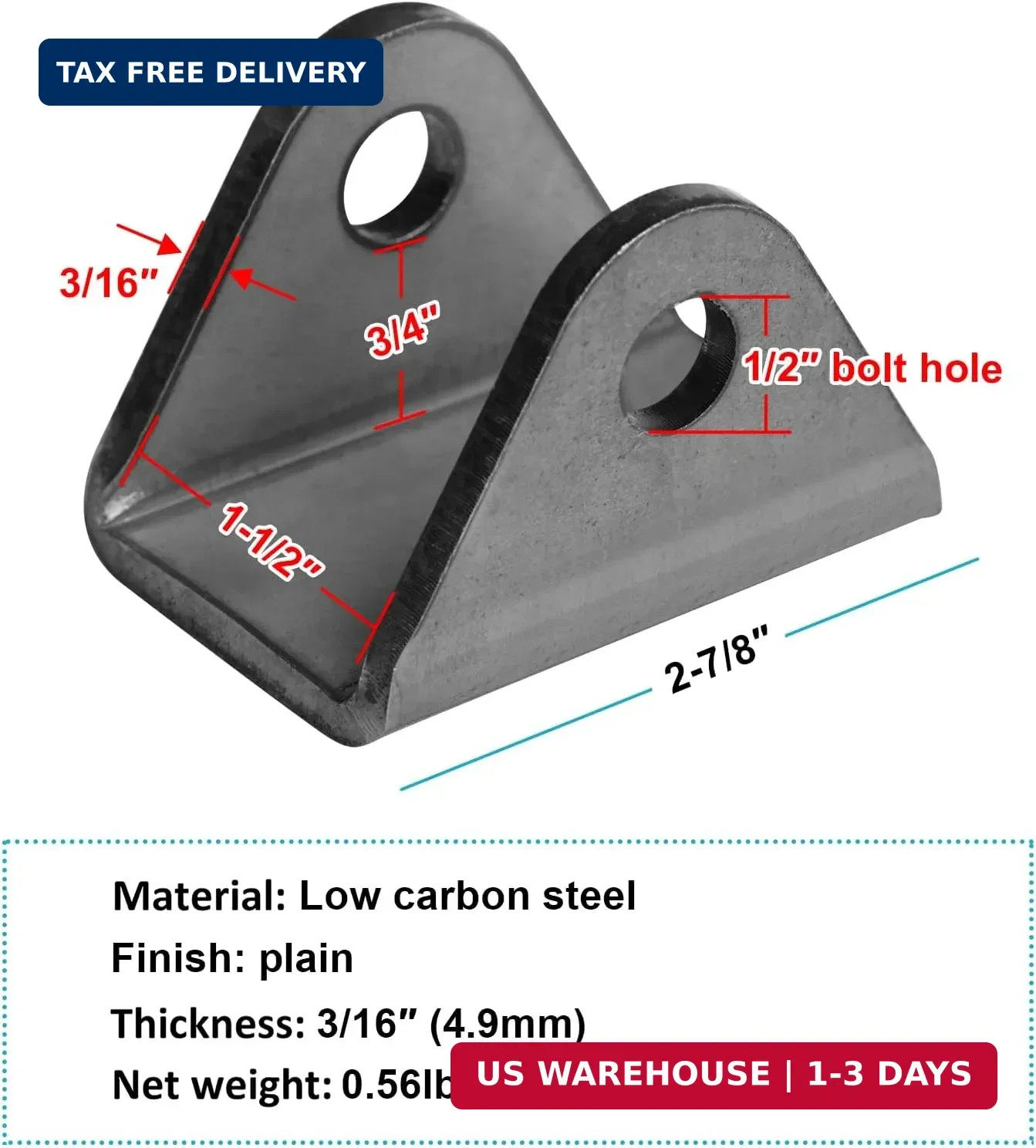 4 Pack Weld On Shock Absorber Mount Bracket for Suspension, 1-1/2″ Width | for M