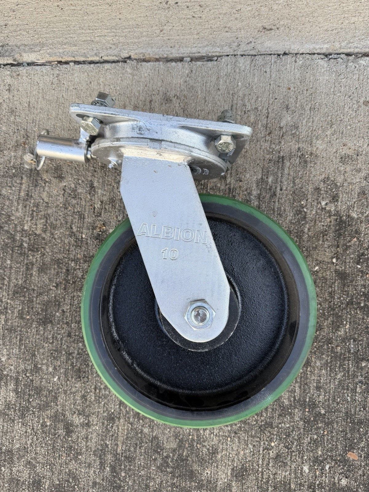 Albion Model 10 Industrial Swivel Plate-Mount Caster, Green Tread