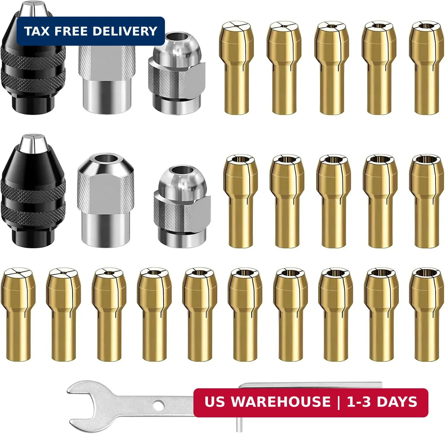 EMVANV 28pcs/set Drill Chuck Collet for Dremel, 1/32 To 1/8inch Drill Chuck Coll
