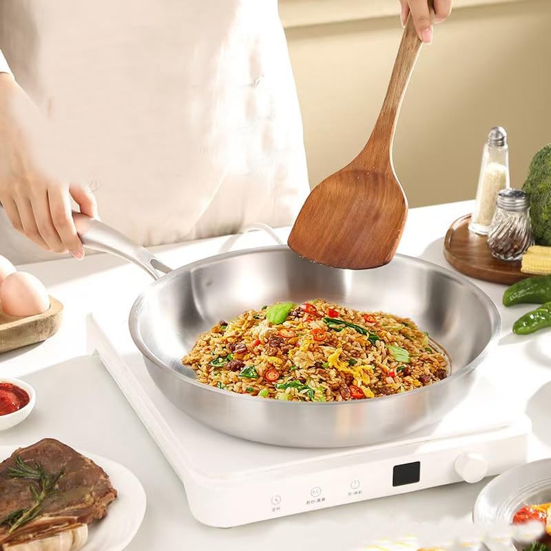 Firequince 13 Inch Stainless Steel 316 Wok Lid Stir-Fry Pans Dishwasher And