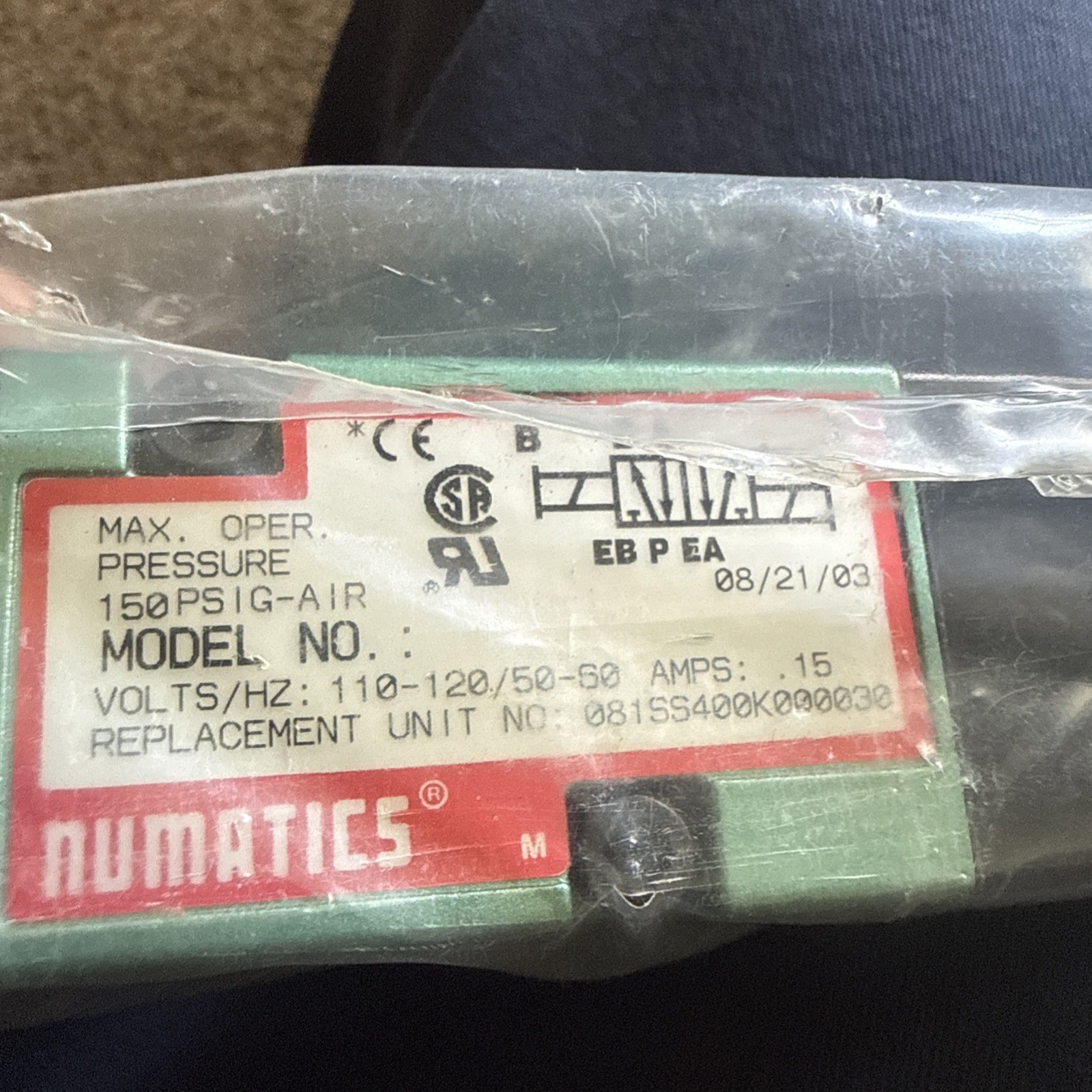 Numatics 228-703B Solenoid Air Control Valve-NEW