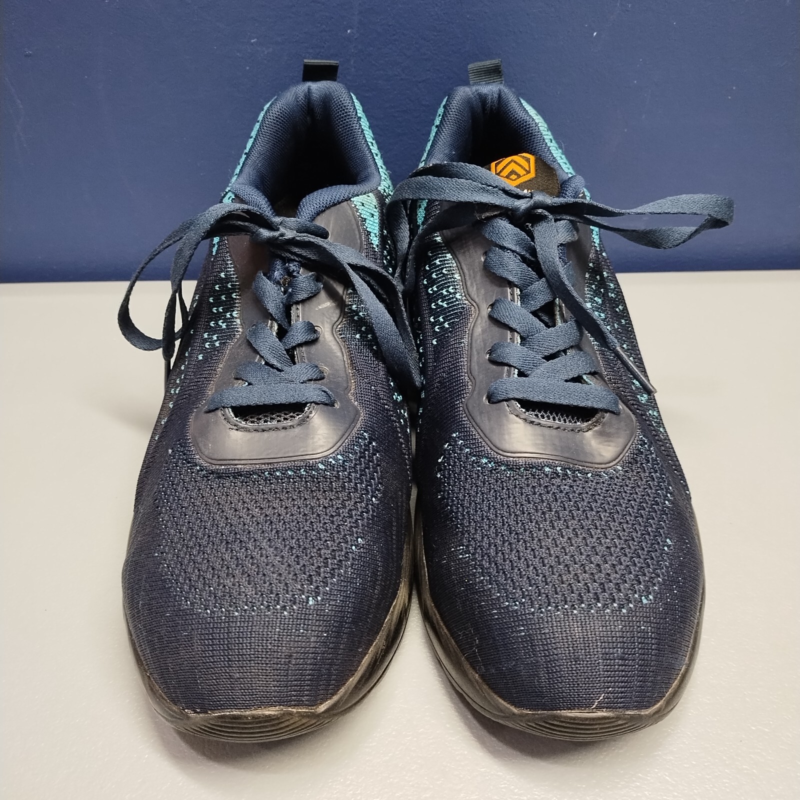 DYKHMILY Safety Work Shoes Womens 9 Navy Steel Toe Breathable Round Toe Lace Up