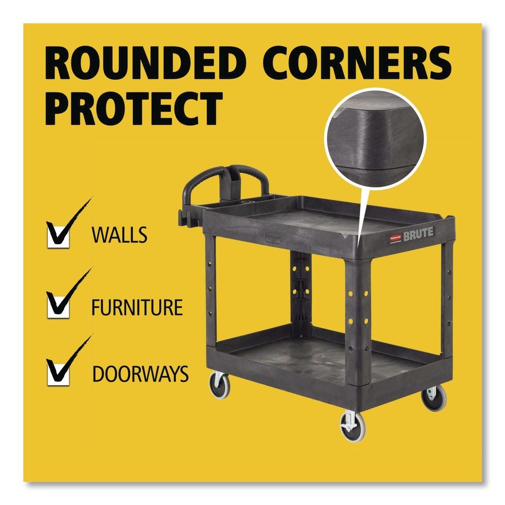Rubbermaid Commercial 452088BK 25.9″ x 45.2″ x 32.2″ 2 Shelf Utility Cart New