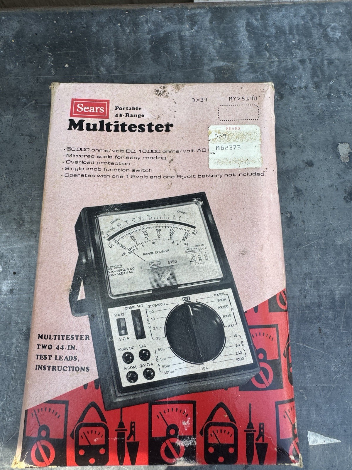 Sears 5190 Portable 43 Range VOM Multitester 50000 Ohms Volt DC Vintage NOS