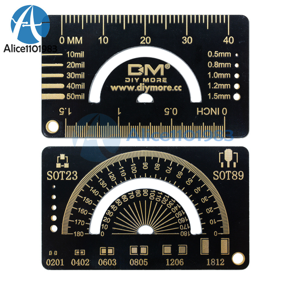 4CM Multifunctional FR4 PCB Ruler Measuring Tool Angle Measure Meter + Keychain