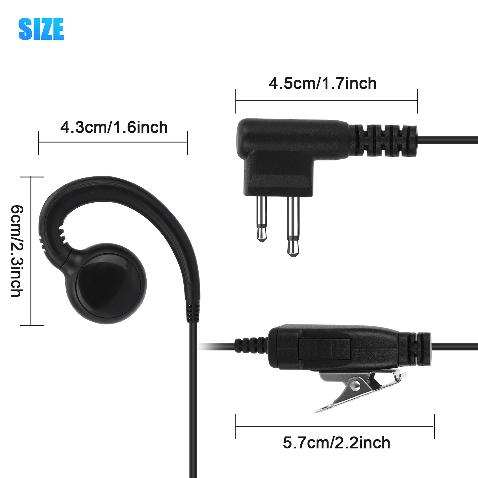 PTT Mic Swivel Earpiece for Motorola Radio Walkie Talkies CLS1410 CP200 CLS1110