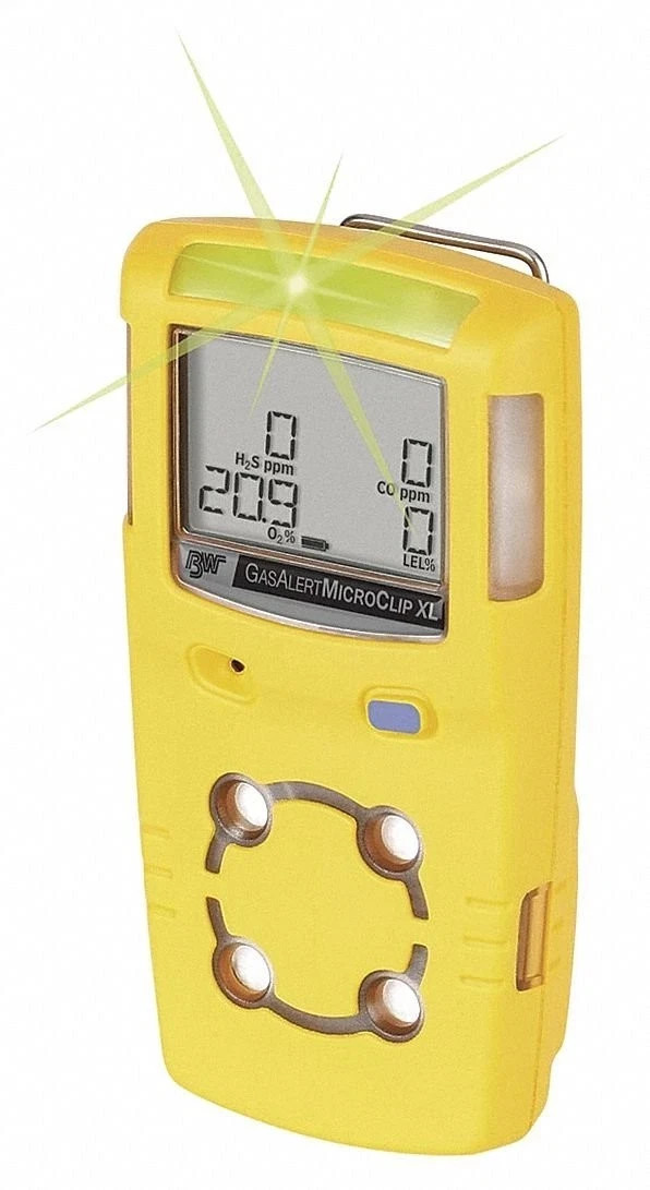 BW MCXL-XWHM-Y-NA GasAlert MicroClip XL 4 Gas Detector CO H2S O2 LEL