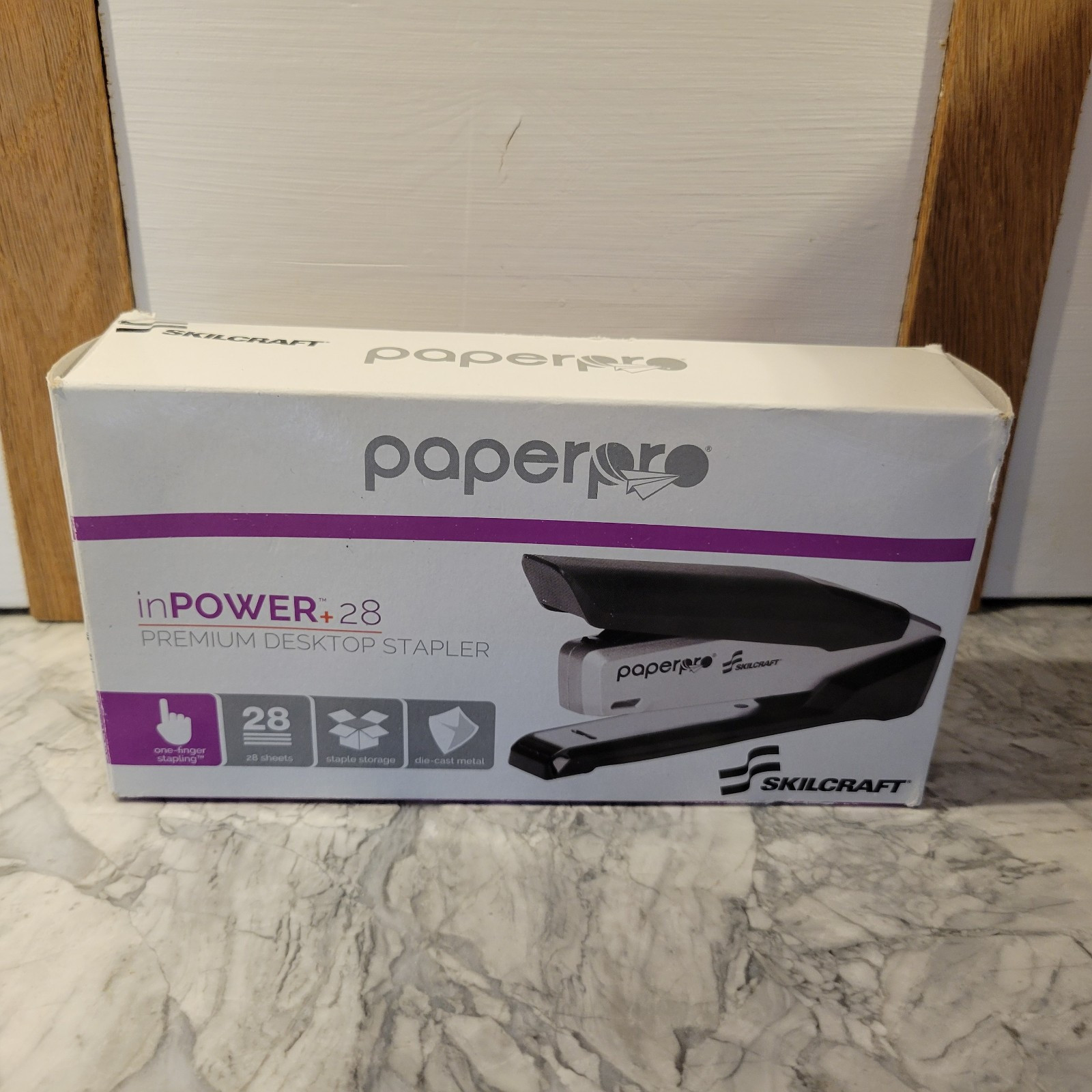 PaperPro inPOWER+ 28 Premium Desktop Stapler, 28-Sheet Capacity, Black/Silver
