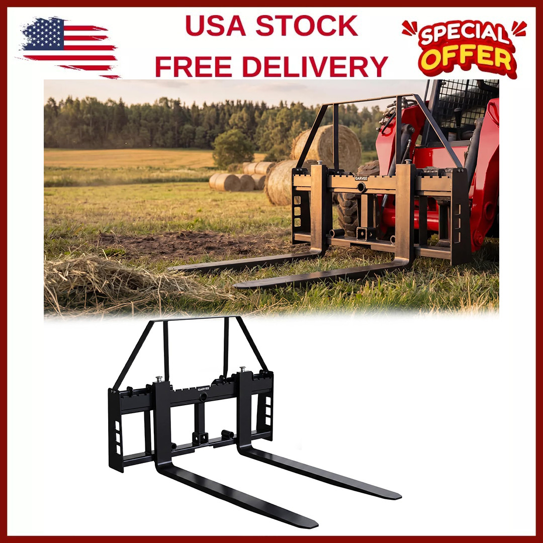 4000Lbs Attachments Mini Skid Steer Pallet Fork Frame, 48″ Pallet Fork Blades