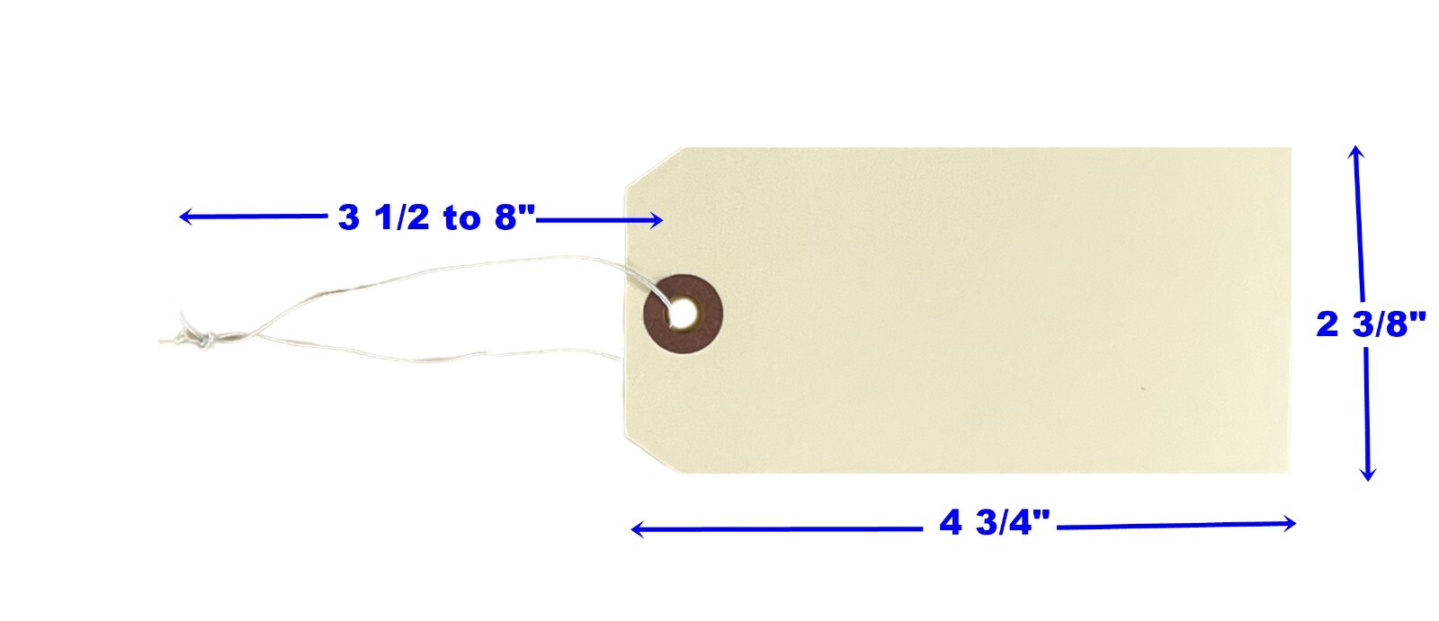 100 of 4 3/4″ x 2 3/8″ Manila Inventory Tags with ELASTIC Stretchy String Size 5