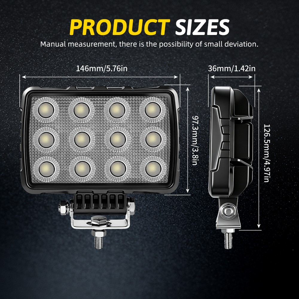 2x Powerful New 6X4 LED Work Light For Truck Flood Light 12V 24V Tractor lights