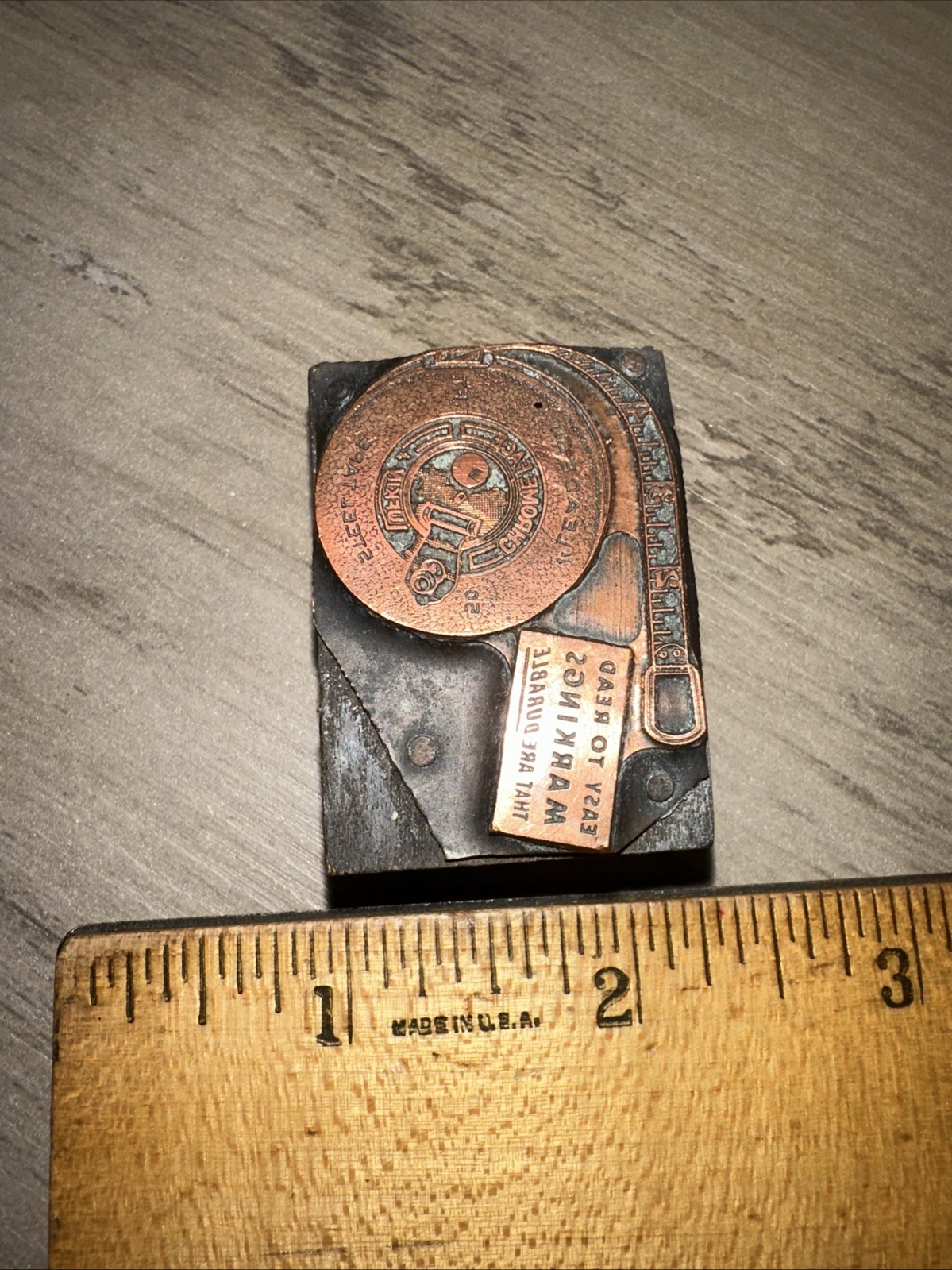 Printing Letterpress Print Block “ Lufkin Steel Tape Easy To Read Markings “