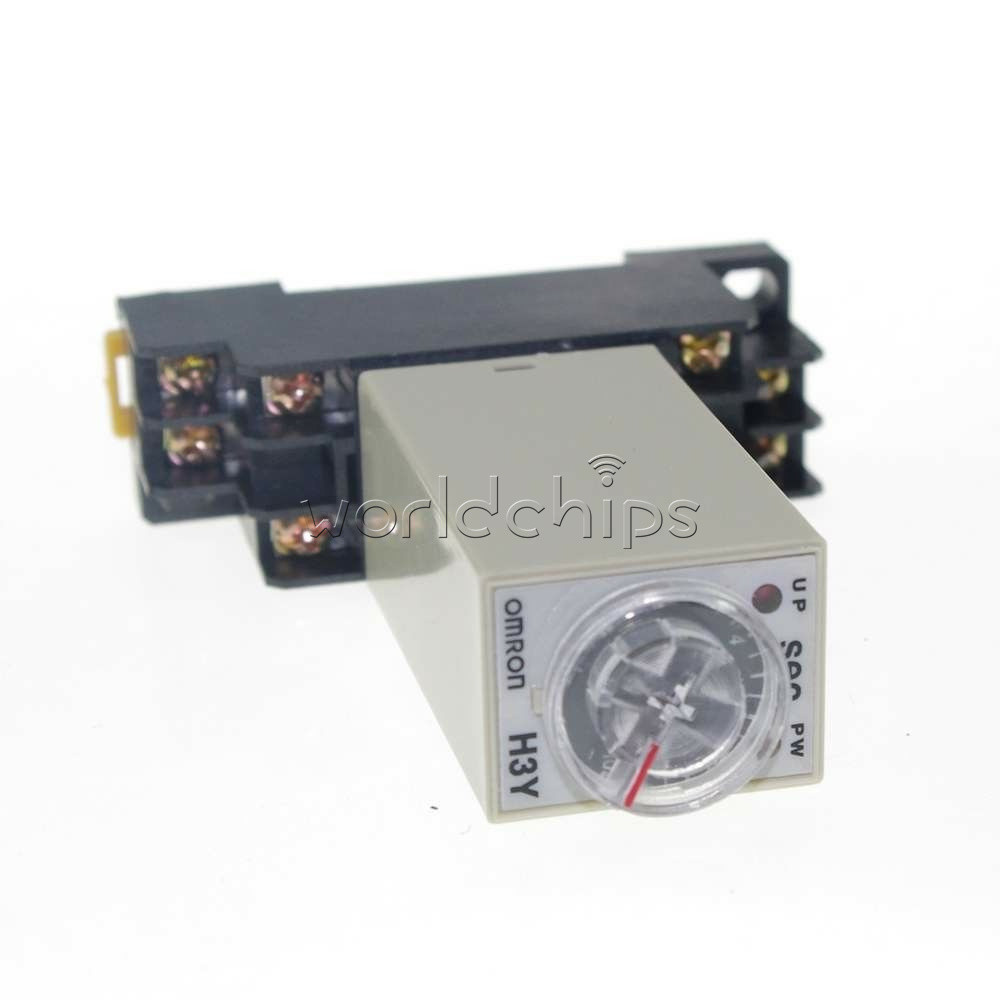 H3Y-2 DC 12V 5A 8 Pins DPDT 0-30 Minutes Timer Time Relay Delay with Base