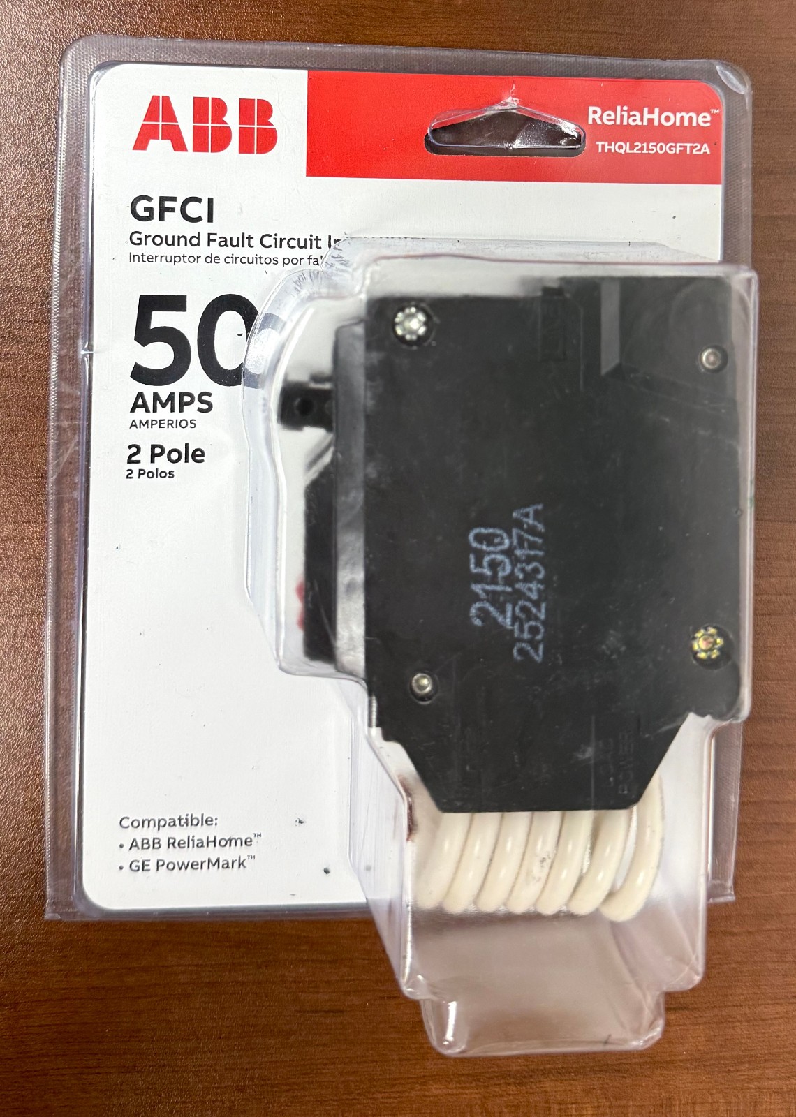 ABB 50A 2-Pole GFCI Breaker THQL2150GFT2A 240V Ground Fault Circuit Interrupter