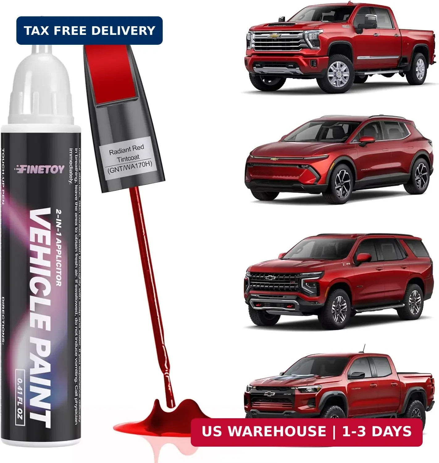 GNT/WA170H Radiant Red Tintcoat Touch Up Paint for Chevrolet, Car Scratch Repair
