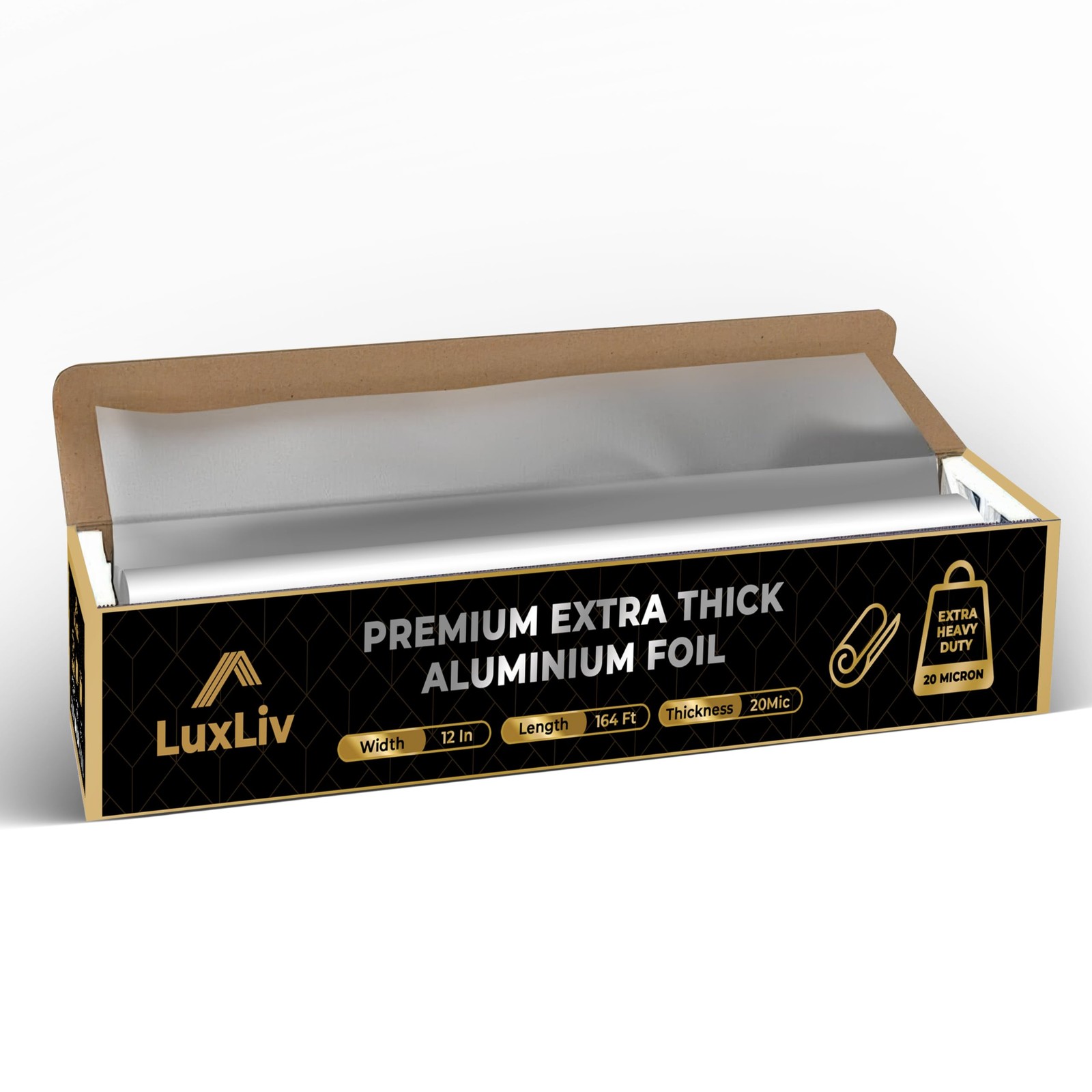 Commercial Grade Heavy Duty Aluminum Foil Roll – 12″ x 164′ with Cutte
