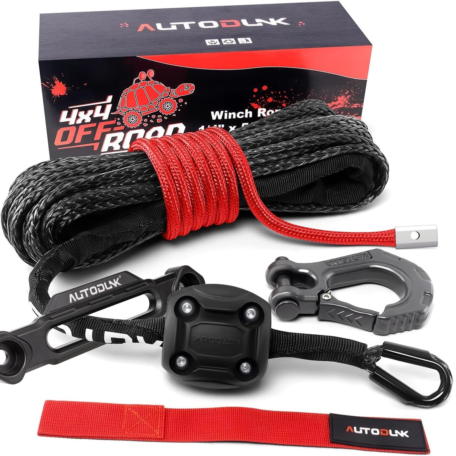 Synthetic Winch Rope-3/16 x 50ft 8,450LBS Winch Line with 4-7/8″ Fairlead, Fo…