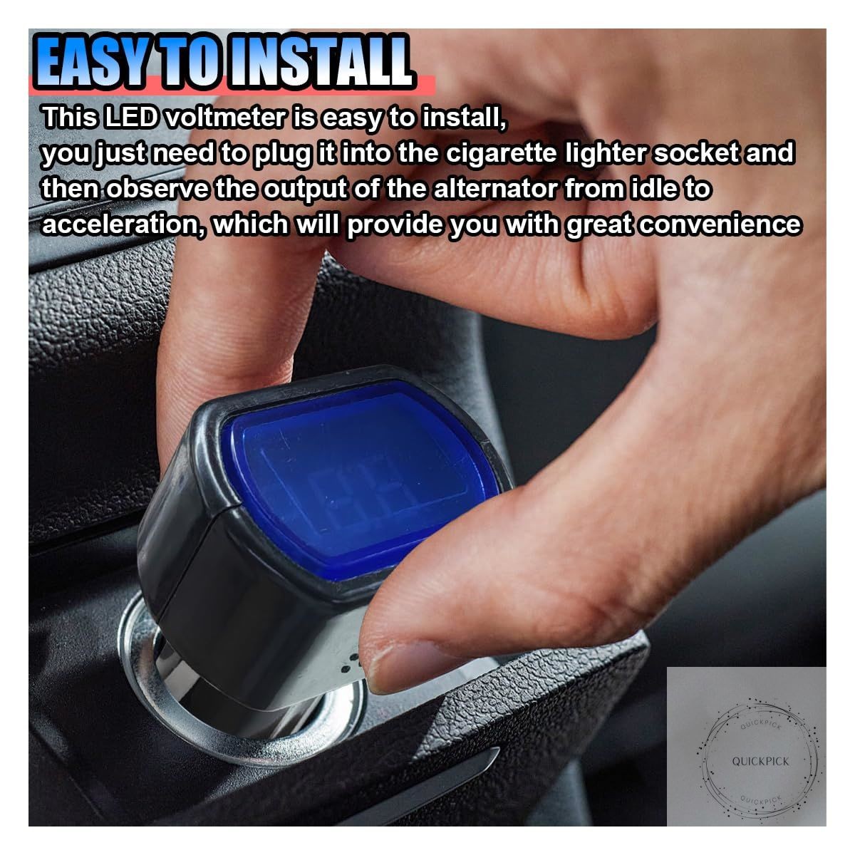 Car LED Digital Voltmeter, DC 12V/24V Cigarette Lighter Voltage Meter, Volt Gaug