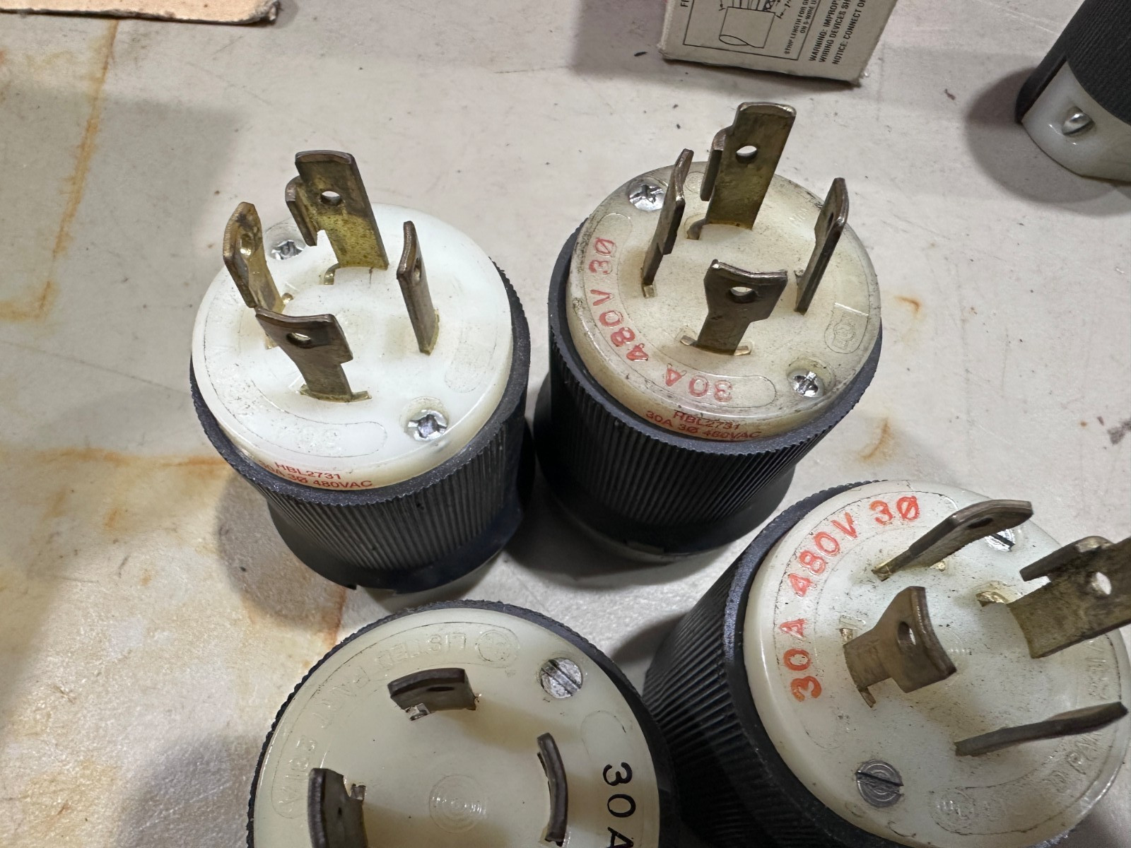 Twist-Lock Plug, 30A 480V 3Ph – Lot of 5, Hubbell HBL2731P & others