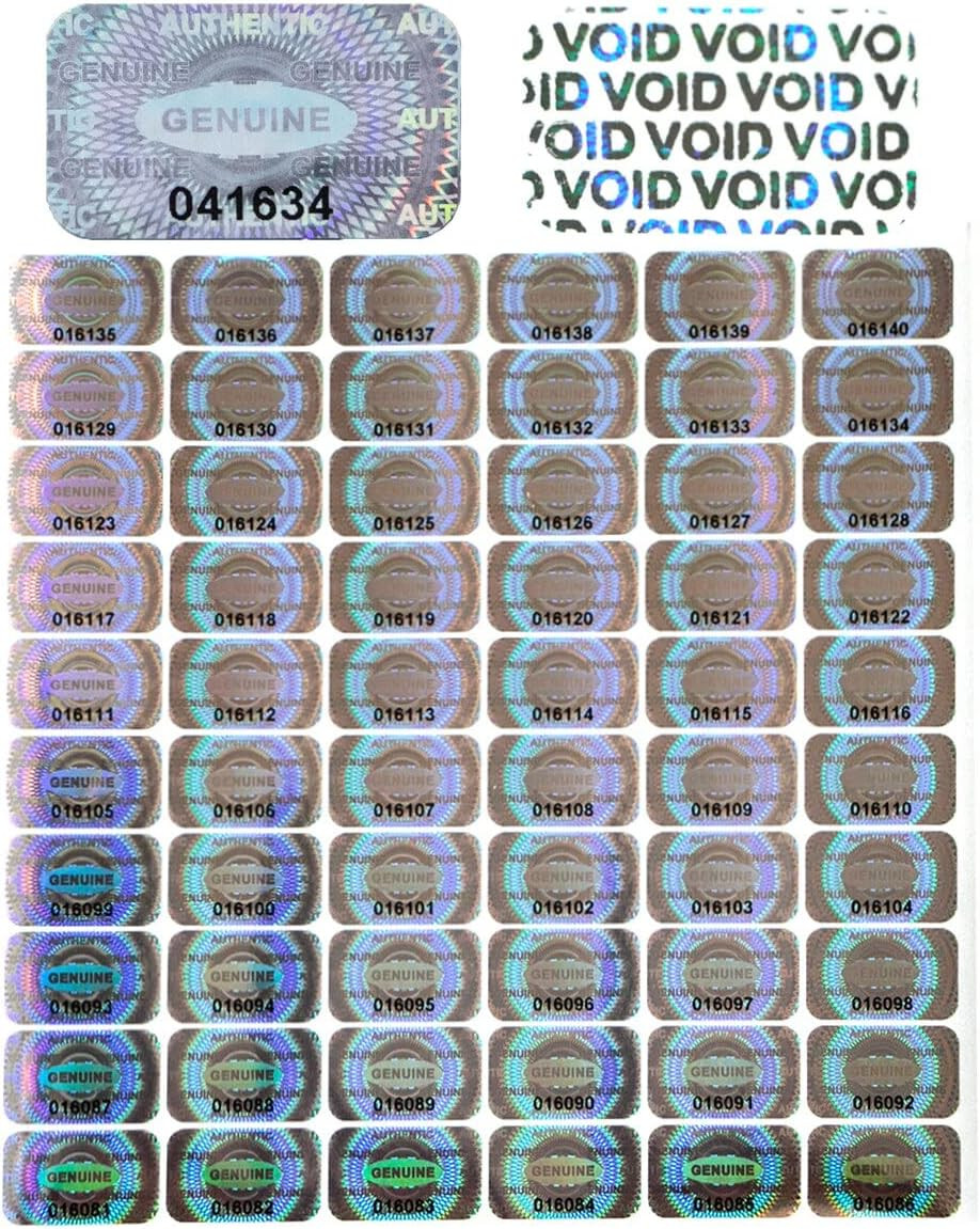 Dose Not Apply 300 Pcs Authentic Hologram Labels/Stickers Silver Transfer Tamper
