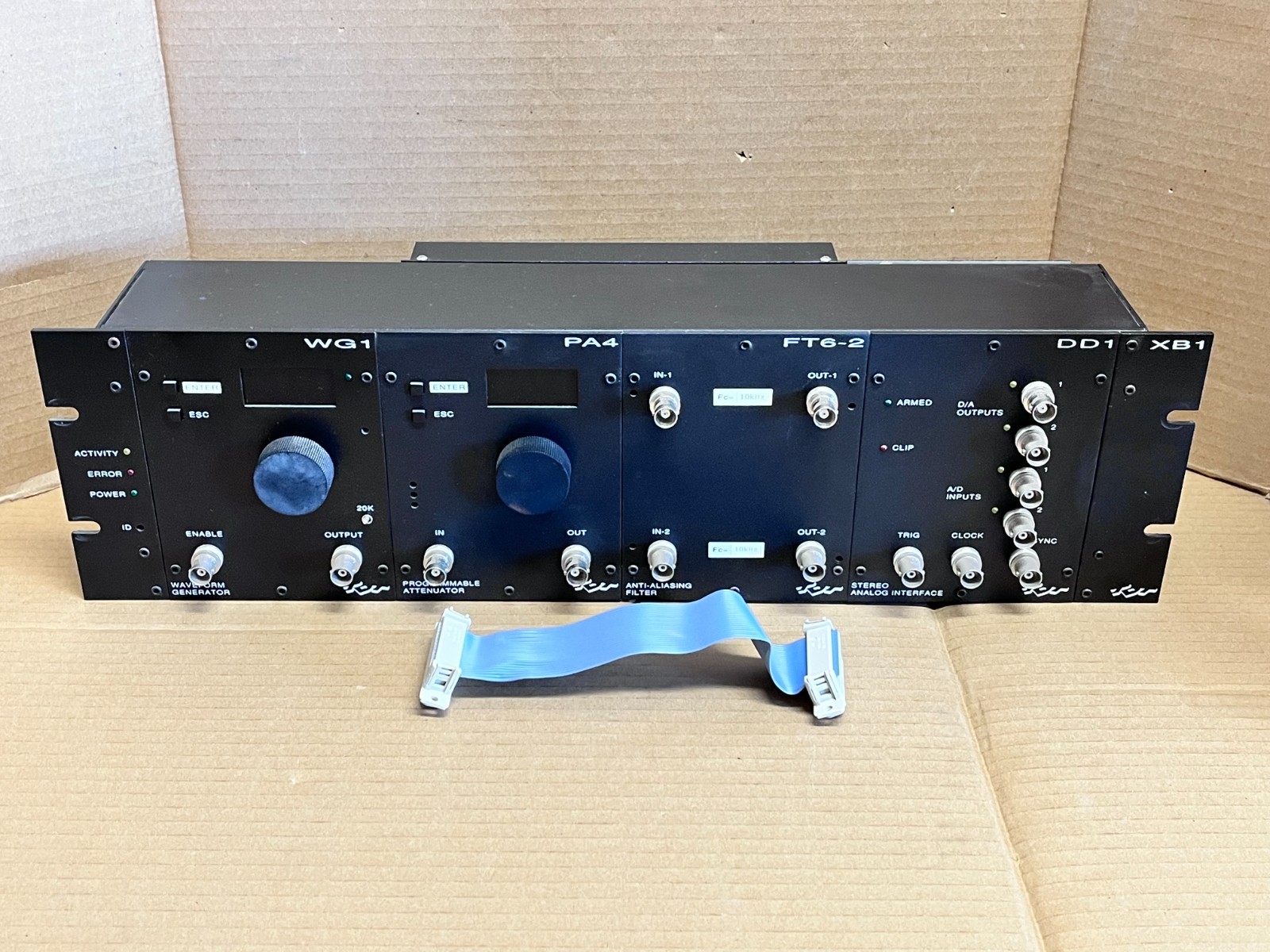 Tucker-Davis Technologies XB1 Rack Mount Unit with WG1 PA4 FT6-2 DD1 OI1 Modules