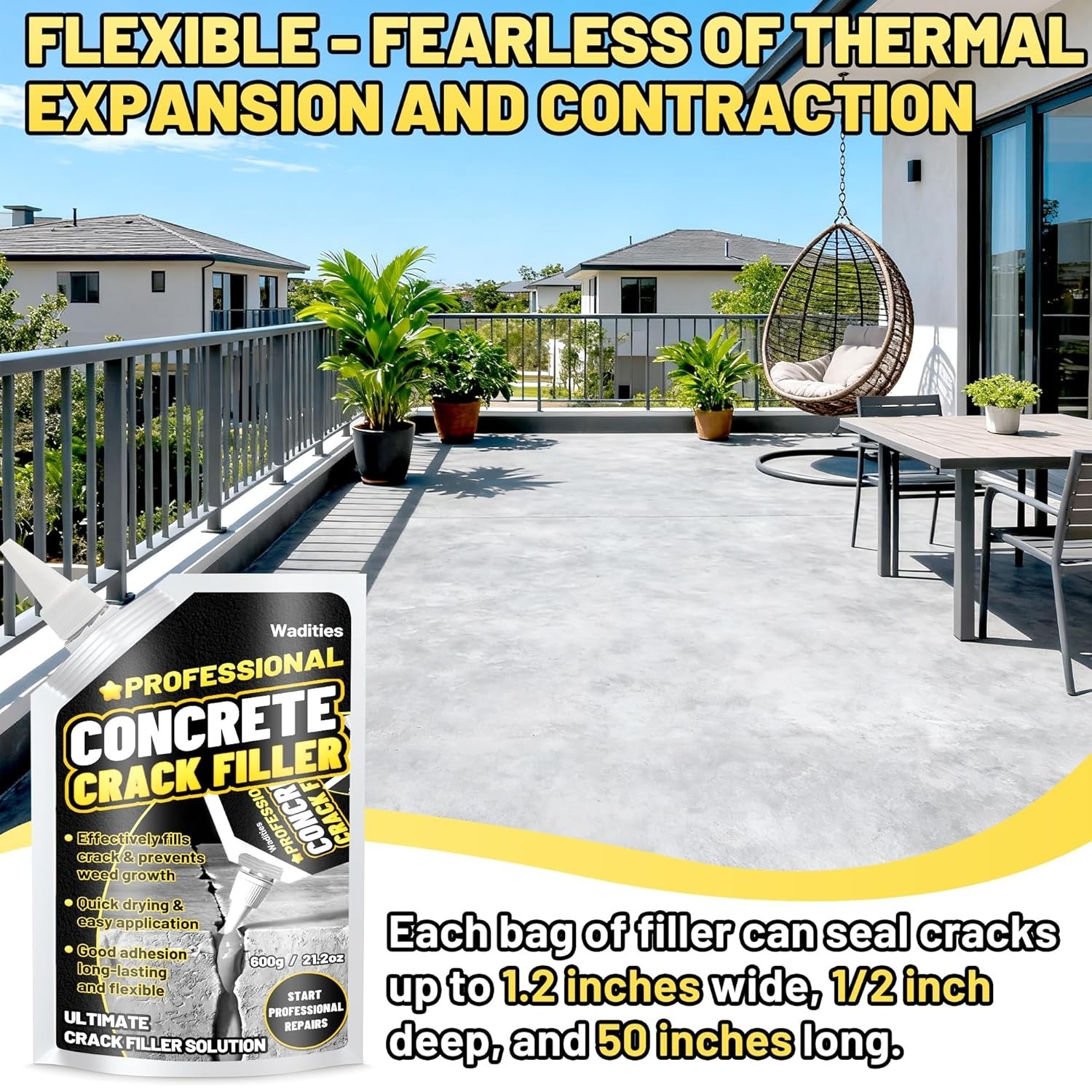 Fast-Drying 8LB Concrete Repair Sealant – Waterproof & High Elasticity Formula