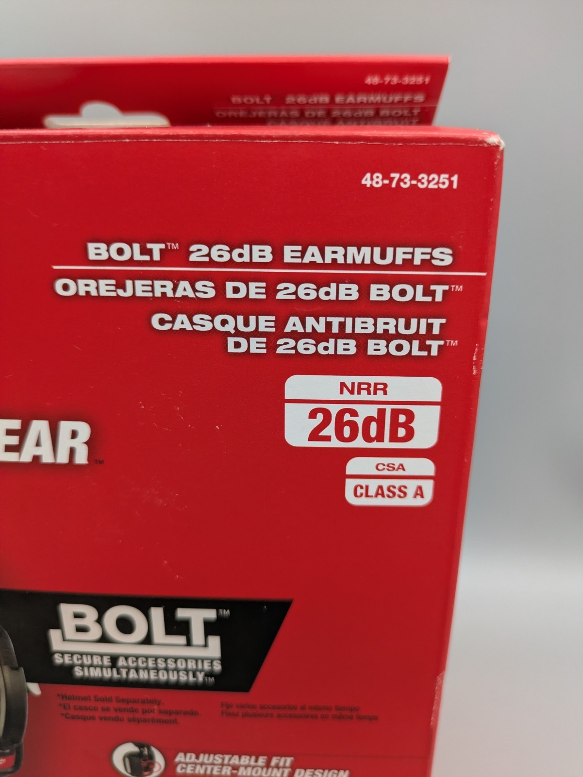 Milwaukee 48-73-3251 BOLT 26dB Earmuffs ANSI S3.19-1974 CLASS A