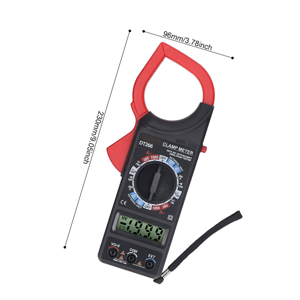 DT266 Digital Clamp Meter with Wide Range AC 0 1000A DC 0 1000V Measurement