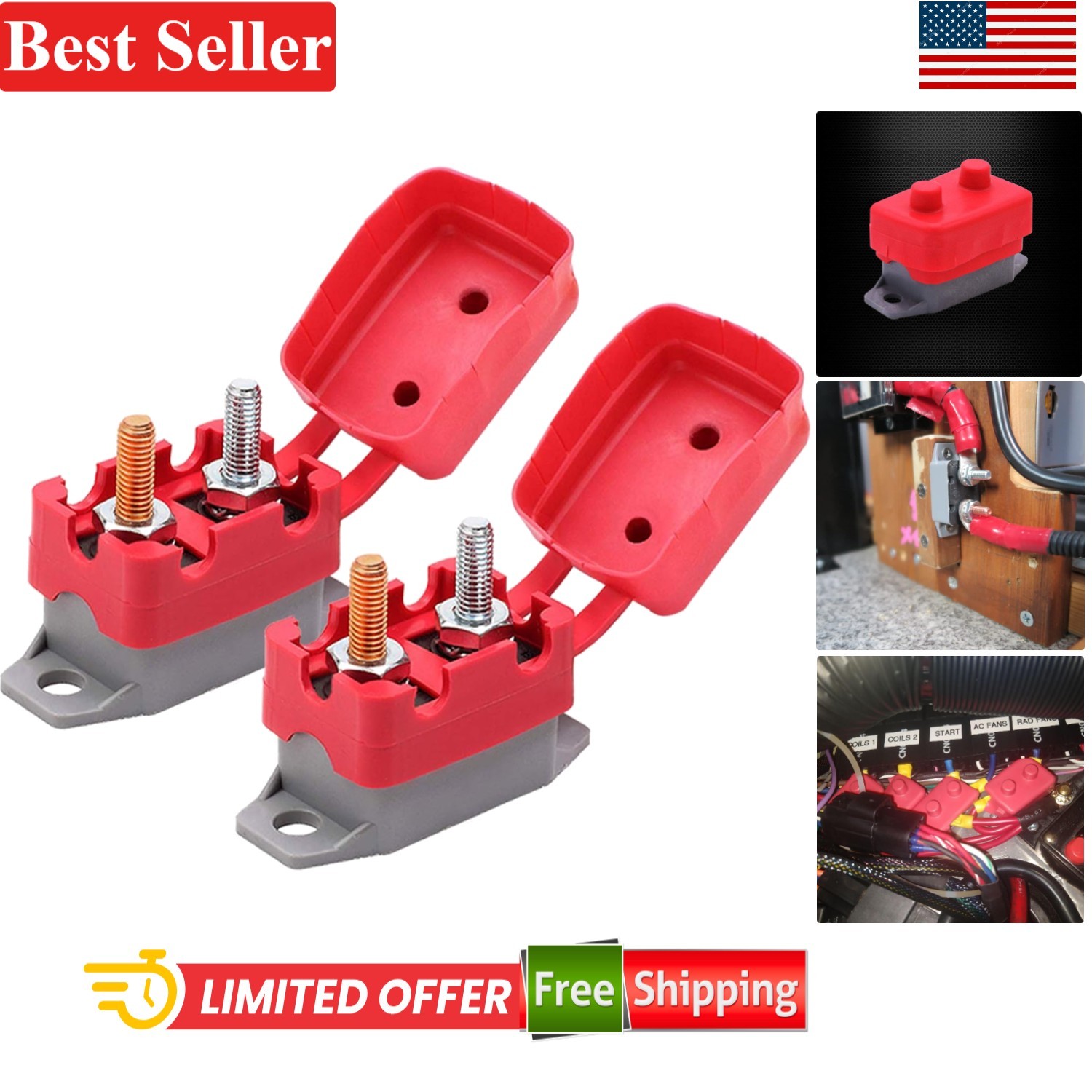 12V-24V 40A Auto Reset Circuit Breaker 2 Pack for Automotive Marine RV