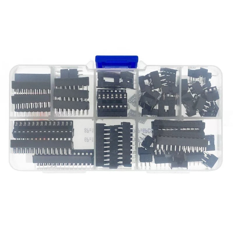 66pcs DIP IC Socket Kit Adapters 6/8/14/16/18/20/24/28 Pin Assortment